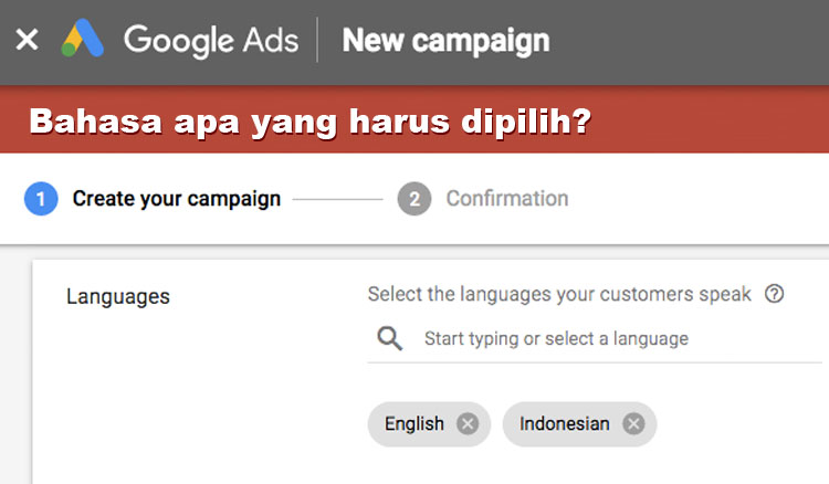 Language target settings in Google ads